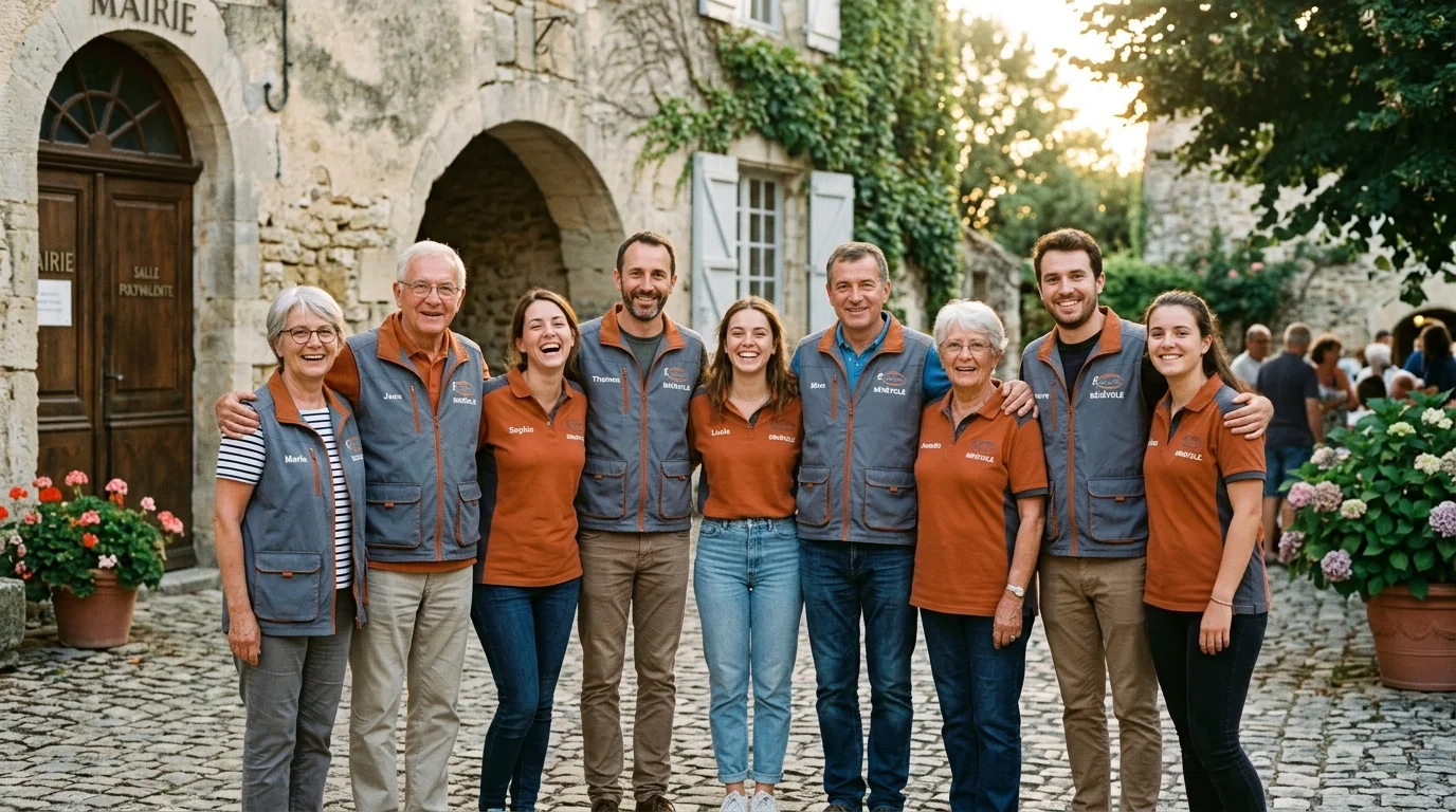 Équipe de bénévoles de GYM SENIOR en tenue aux couleurs de l'association